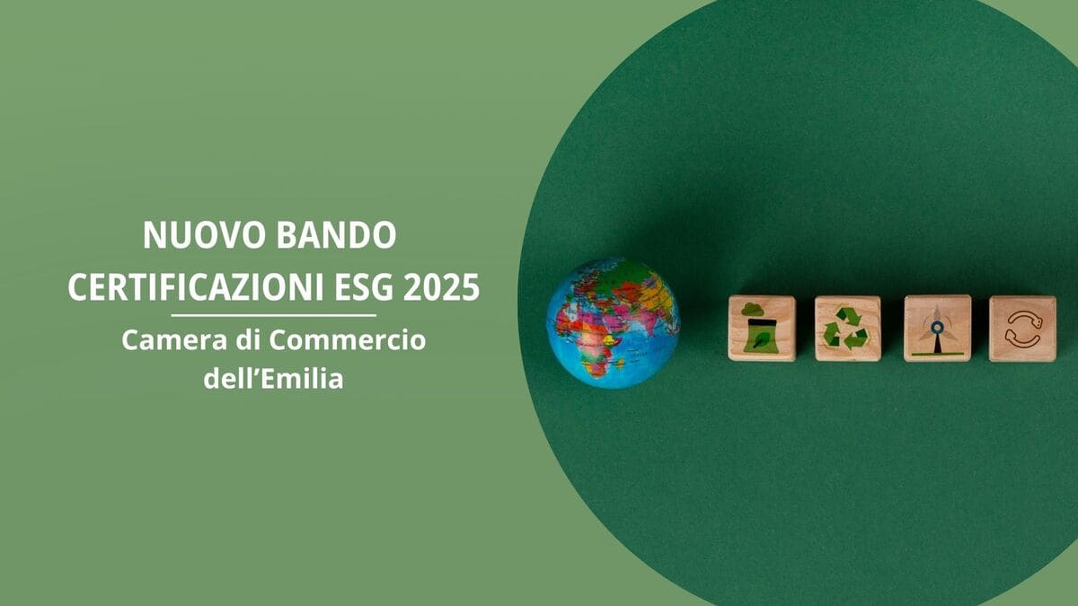 Copertina del bando per l'ottenimento di contributi a fondo perduto per la certificazione ESG.